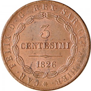 1102D 3 centesimi 1826 Scudo triangolare rialzato Bologna Rame