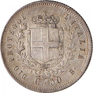 1100R 50 centesimi 1859 Scudo sannitico Bologna Argento