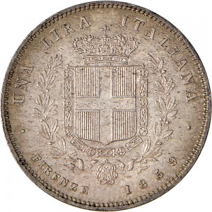 1106R 1 lira 1859 Scudo sannitico 1° tipo Firenze Argento