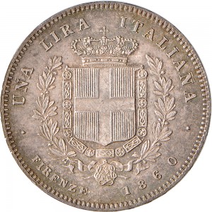 1107R 1 lira 1860 Scudo sannitico 1° tipo Firenze Argento