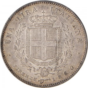 1109R 1 lira 1860 Scudo sannitico 2° tipo Firenze Argento