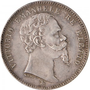 1108D 1 lira 1860 Scudo sannitico 1° tipo Firenze Argento