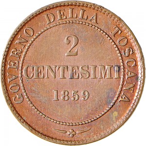 1114R 2 Centesimi 1859 Valore entro cerchio perlinato Birmingham Rame