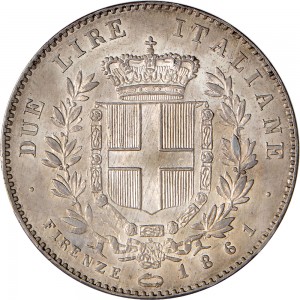 1105R 2 lire 1861 Scudo sannitico Firenze Argento