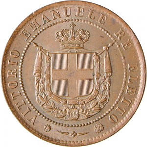 1113D 5 Centesimi 1859 Valore entro cerchio perlinato Birmingham Rame