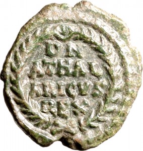 1795R Quarto di follis da 10 nummi 526-534 Iscrizione entro corona di alloro Roma Bronzo