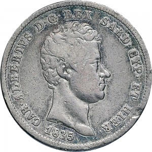 976D 2 lire 1835 Scudo sannitico Torino Argento
