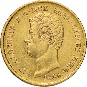 924D 20 lire 1845 Scudo sannitico Genova Oro