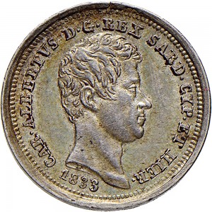 1007D 25 centesimi 1833 Scudo sannitico Torino Argento
