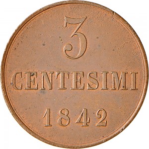 1009R 3 centesimi 1842 Valore Torino Rame