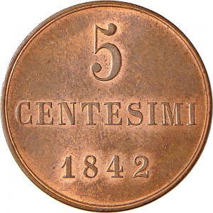 1008R 5 centesimi 1842 Valore Torino Rame