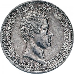 999D 50 centesimi 1833 Scudo sannitico Genova Argento