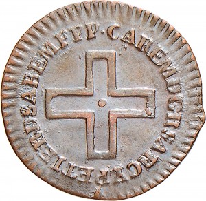 349D 2 denari 1764 Nodo di Savoia Torino Rame