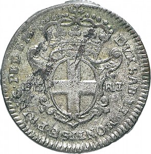 165R 2,6 soldi 1747 Scudo ovale a cartoccio 2° tipo Torino Mistura di argento