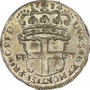 113R 5 Soldi 1734 Scudo a cartoccio 1° tipo Torino Mistura di argento