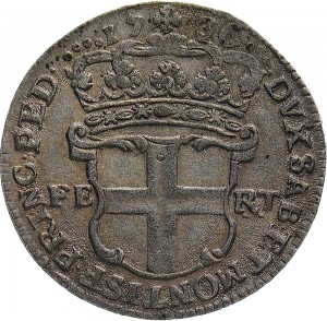 119R 5 soldi 1736 Scudo a cartoccio 1° tipo Torino Mistura di argento