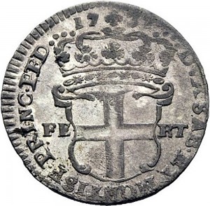 120R 5 soldi 1737 Scudo a cartoccio 1° tipo Torino Mistura di argento