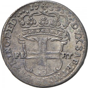 121R 5 soldi 1737 Scudo a cartoccio 1° tipo Torino Mistura di argento