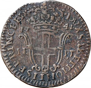 716R 5 soldi 1741 Scudo a cartoccio 2° tipo Torino Mistura di argento