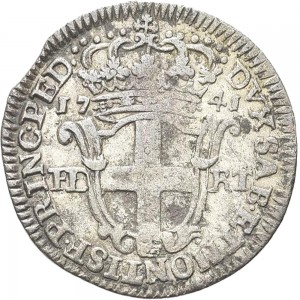 2561R 5 soldi 1741 Scudo a cartoccio 2° tipo Torino Mistura di argento