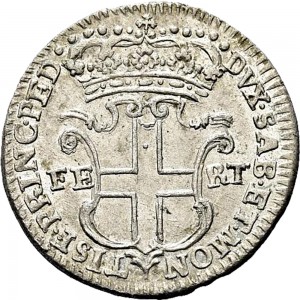 138R 5 soldi 1743 Scudo a cartoccio 3° tipo Torino Mistura di argento