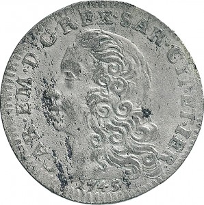 143D 5 soldi 1745 Scudo a cartoccio 3° tipo Torino Mistura di argento