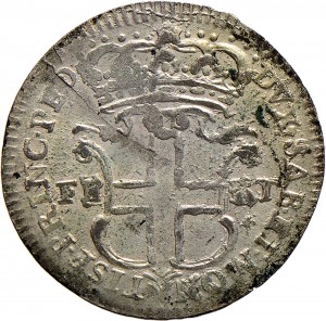 143R 5 soldi 1745 Scudo a cartoccio 3° tipo Torino Mistura di argento