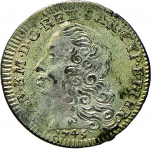 143D 5 soldi 1745 Scudo a cartoccio 3° tipo Torino Mistura di argento