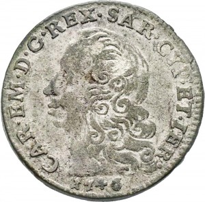 145D 5 soldi 1746 Scudo a cartoccio 3° tipo Torino Mistura di argento