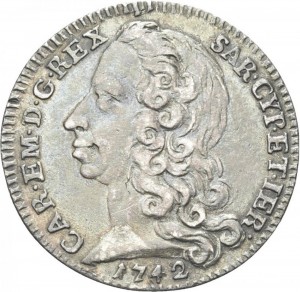 93D Lira da 20 soldi 1742 Scudo sagomato 2° tipo Torino Argento