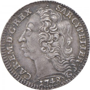 99D Lira da 20 soldi 1748 Scudo sagomato 3° tipo Torino Argento
