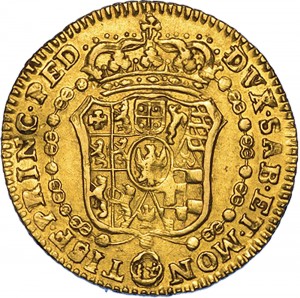 61R Mezza doppia da 2 scudi 1742 Scudo sagomato 2° tipo Torino Oro