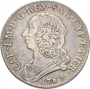 285D Mezzo scudo da 3 lire 1769 Scudo rotondo Torino Argento