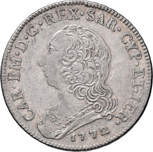 288D Mezzo scudo da 3 lire 1772 Scudo rotondo Torino Argento