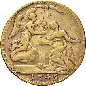 43R Mezzo zecchino da 4,17 lire 1745 Annunciazione Torino Oro