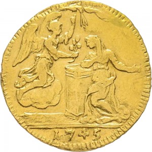 43-001R Mezzo zecchino da 4,17 lire 1745 Annunciazione Torino Oro