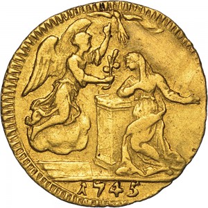 45R Mezzo zecchino da 4,17 lire 1745 Annunciazione Torino Oro