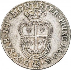 423R Quarto di scudo 1768 Scudo a cartoccio Torino Argento