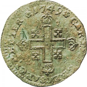 186D Soldo da 12 denari 1749 Cifre del sovrano Torino Mistura di argento