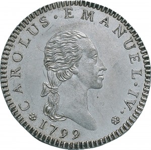732D 7,6 soldi 1799 Scudo ovale a cartoccio 1° tipo Torino Mistura di argento