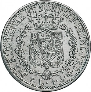 853R Lira 1826 Scudo svizzero Genova Argento