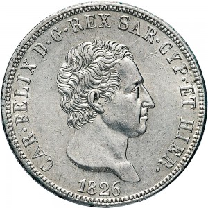 826D 5 lire 1826 Scudo svizzero Torino Argento