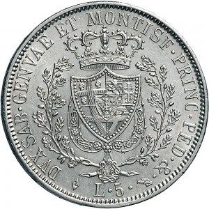 830R 5 lire 1828 Scudo svizzero Torino Argento