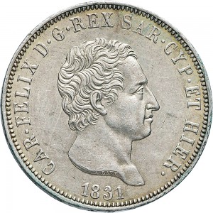836D 5 lire 1831 Scudo svizzero Torino Argento
