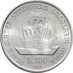 2428R 100 lire 1988 Università di Bologna Roma Argento