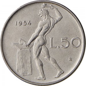2024R 50 lire 1954 Vulcano 1° tipo Roma Acmonital