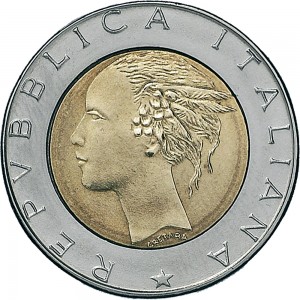 1856D 500 lire 1990 Piazza del Quirinale Roma Acmonital e Bronzital