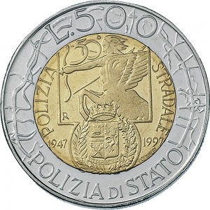 1898R 500 lire 1997 Polizia stradale Roma Acmonital e Bronzital