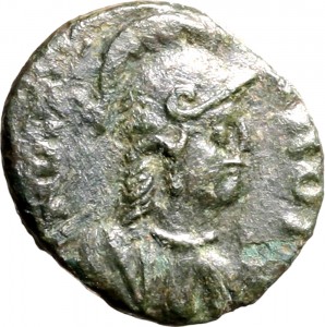 1799D Quarto di follis da 10 nummi 534-536 Iscrizione entro corona di alloro Roma Bronzo