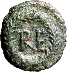 1791R Quarto di follis da 10 nummi 489-526 Monogramma Ravenna Bronzo